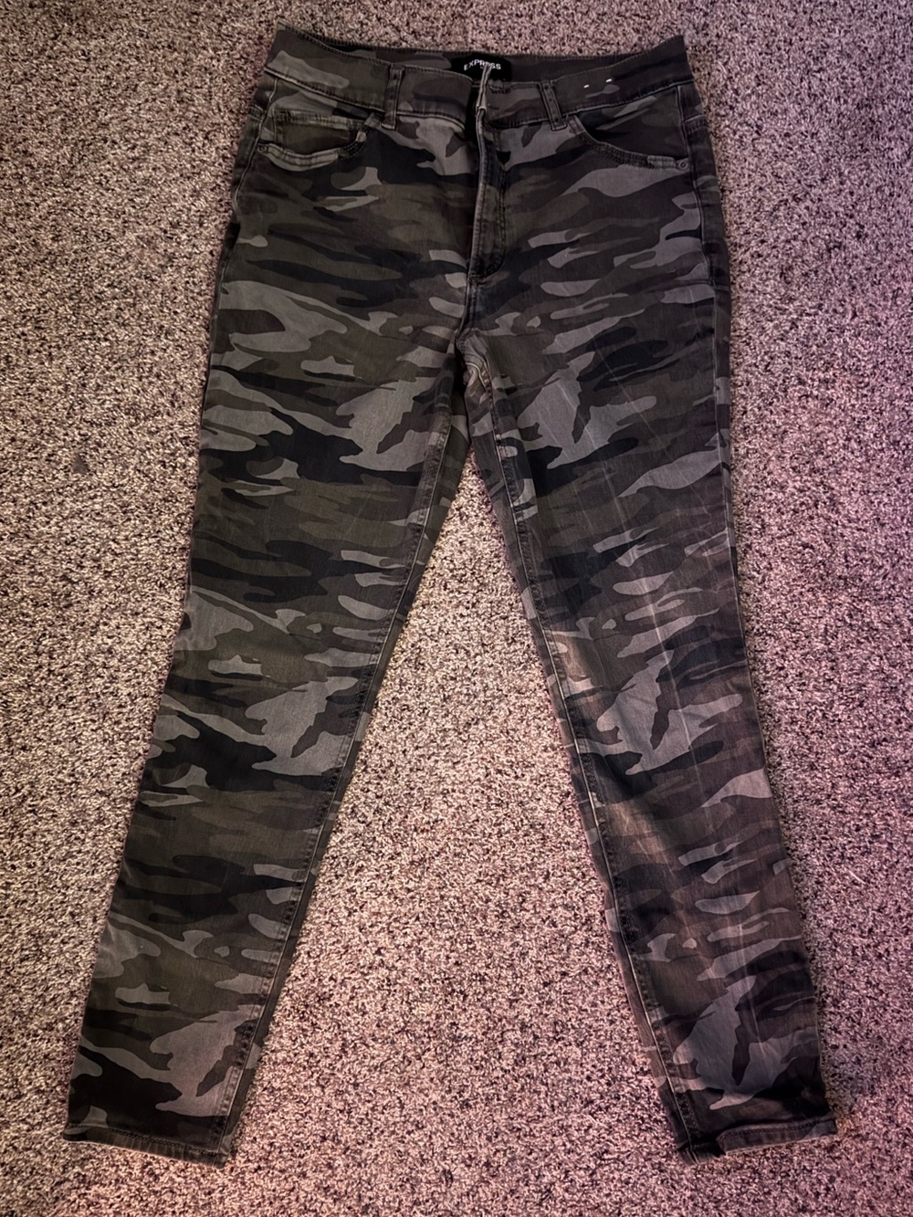 Express Camo Skinny Ankle Jeans